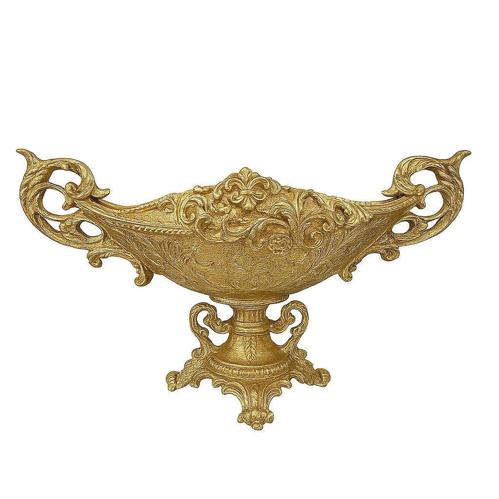 Royal Golden Decorative Vase – Vintage Centerpiece Bowl