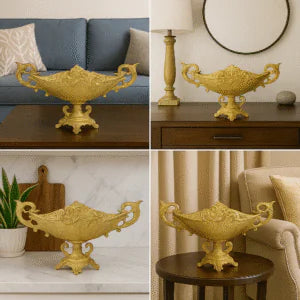 Royal Golden Decorative Vase – Vintage Centerpiece Bowl