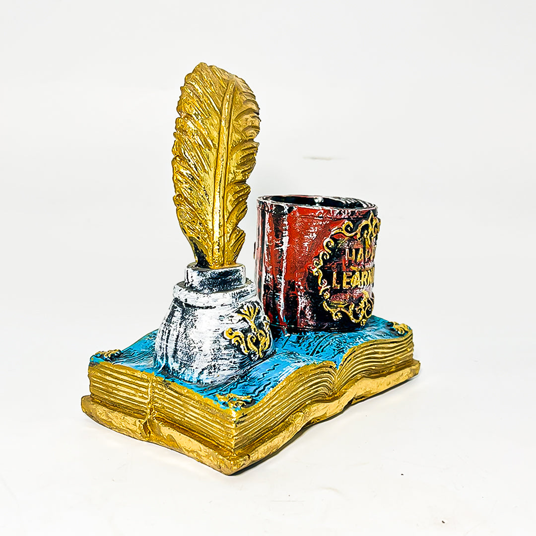 The Scholar's Quill & Inkwell Pen Holder