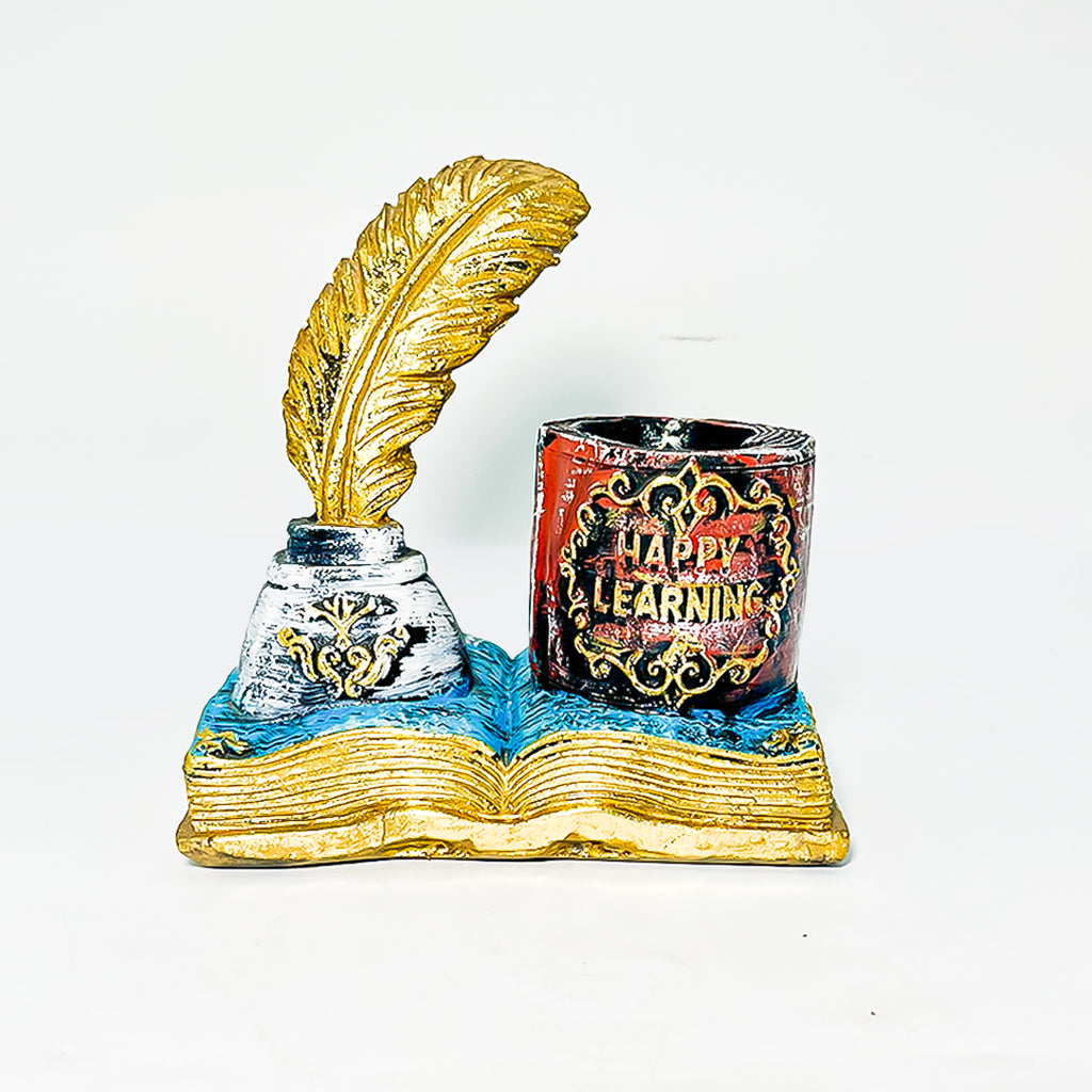 The Scholar's Quill & Inkwell Pen Holder