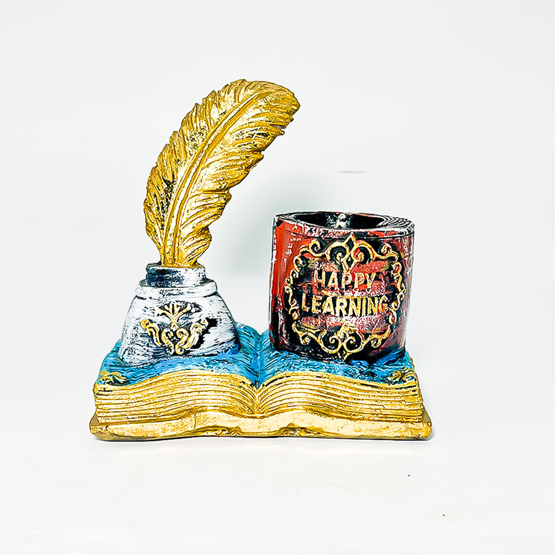 The Scholar's Quill & Inkwell Pen Holder