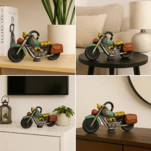 Vintage Fiber Motorcycle Showpiece – Handcrafted Home & Office Décor