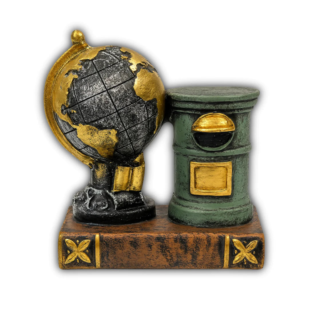 Vintage Globe & Post Box Decorative Fiber Ornament