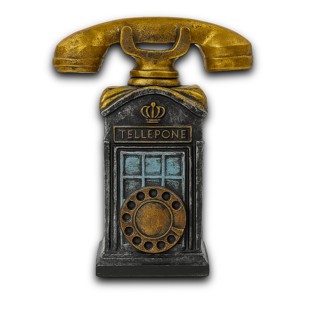 Vintage Golden Telephone Figurine – Decorative Fiber Table Ornament