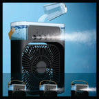 3 In 1 Portable Air Cooler Fan Mini AC Cooler Humidifier USB Rechargeable Cooling Fan with LED Light