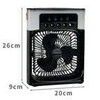 3 In 1 Portable Air Cooler Fan Mini AC Cooler Humidifier USB Rechargeable Cooling Fan with LED Light