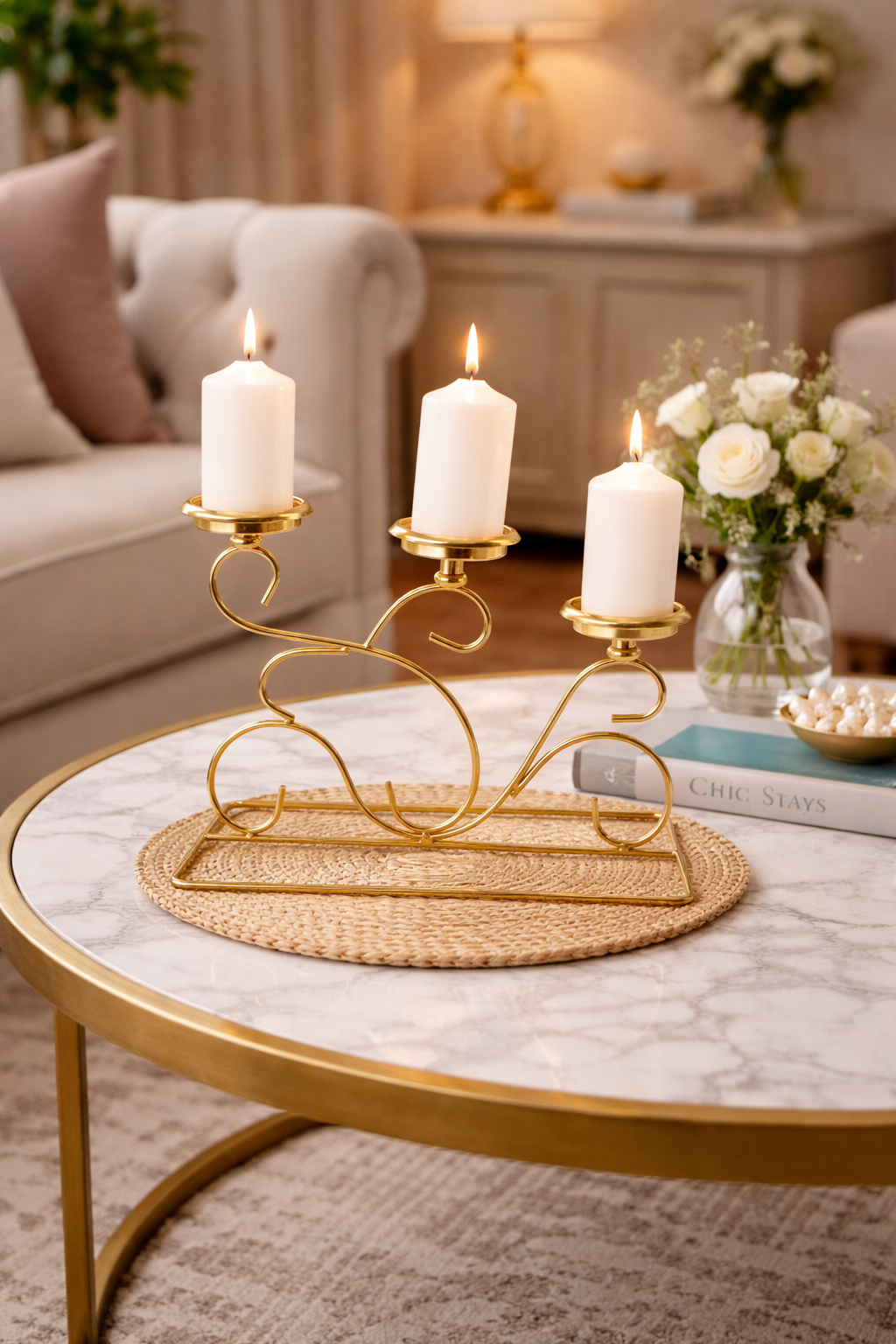 3-Cup Scrollwork Candelabra