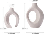 White Hollow Ceramic Vase Set Of 2 Modern Matte Donut Vases Nordic Minimalist Decorative Vase