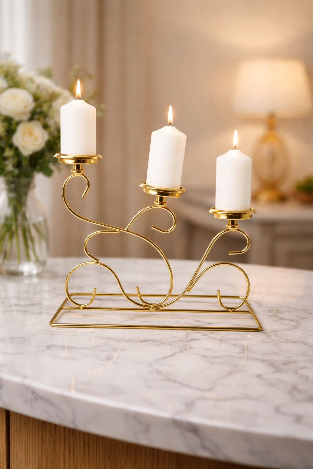 3-Cup Scrollwork Candelabra